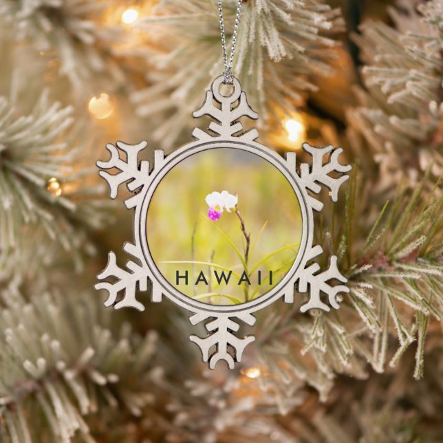 Nationalpark Hawaii Tropical Orchid Schneeflocken Zinn-Ornament (Baum)