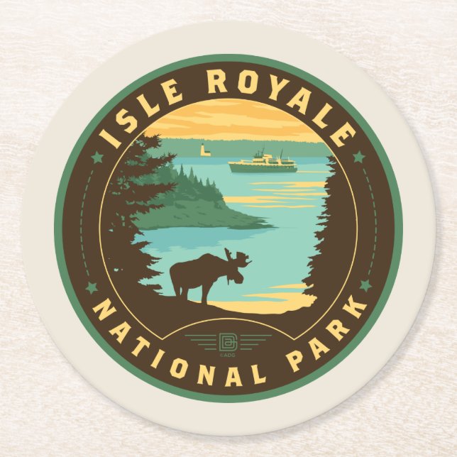 Nationalpark Isle Royale Runder Pappuntersetzer (Vorderseite)