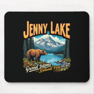 Nationalpark Jenny Lake Vintage Reise Urlaub Gra Mousepad