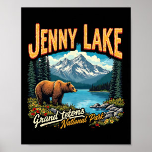 Nationalpark Jenny Lake Vintage Reise Urlaub Gra Poster