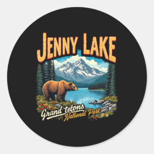 Nationalpark Jenny Lake Vintage Reise Urlaub Gra Runder Aufkleber