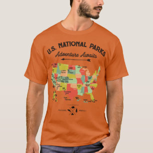 Nationalpark Karte Vintag Alle 59 Nationalparks Gi T-Shirt