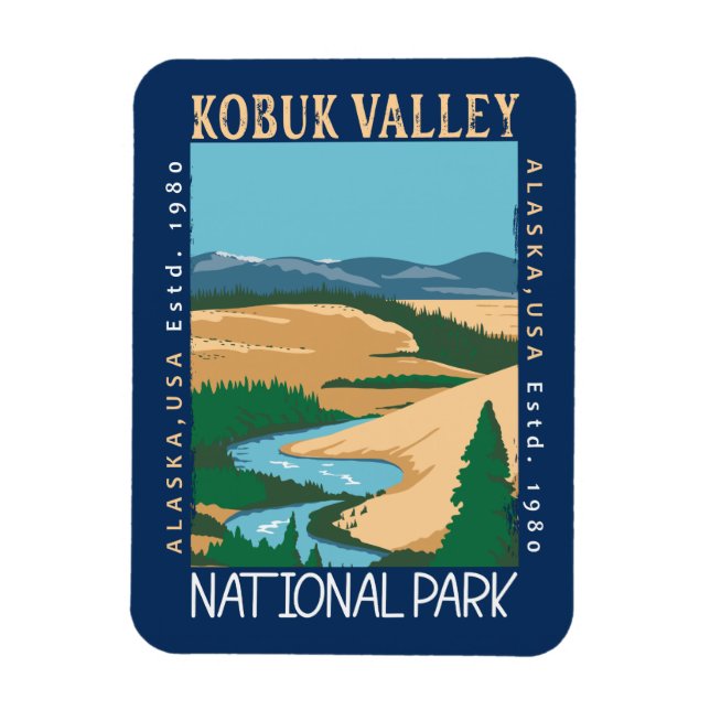 Nationalpark Kobuk Tal Alaska Retro erschüttert Magnet (Vertikal)