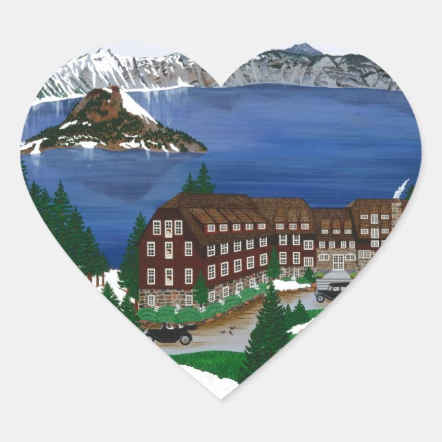 Nationalpark Krater See Herz-Aufkleber (Vorderseite)