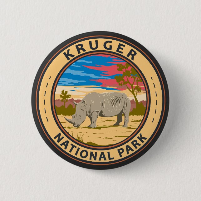 Nationalpark Kruger Rhinoceros Button (Vorderseite)