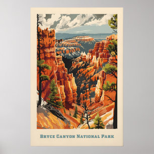 Nationalpark-Kunstposter - Bryce Canyon Retro Poster