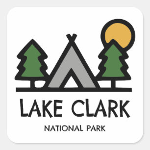 Nationalpark Lake Clark Quadratischer Aufkleber
