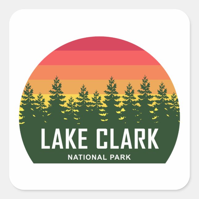 Nationalpark Lake Clark Quadratischer Aufkleber (Vorderseite)