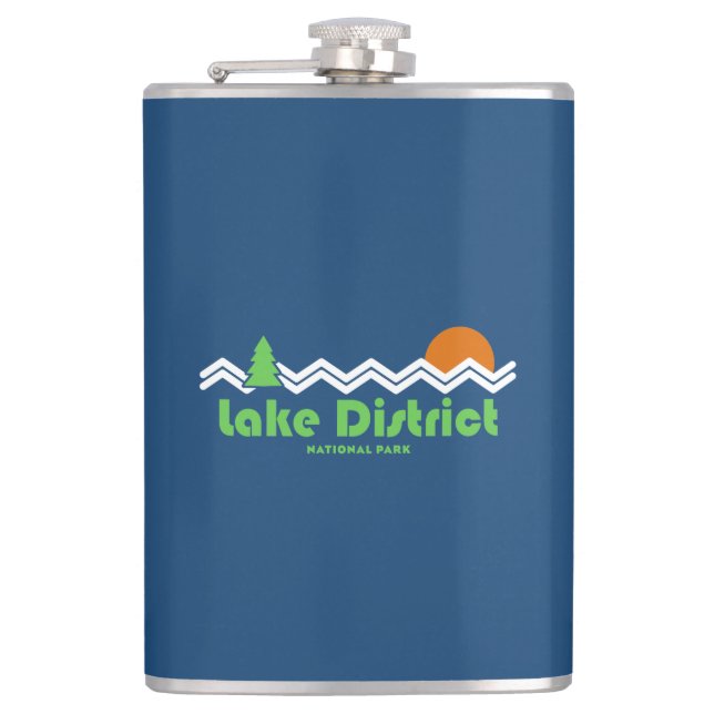 Nationalpark Lake District Retro Flachmann (Vorderseite)