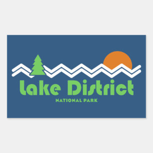 Nationalpark Lake District Retro Rechteckiger Aufkleber