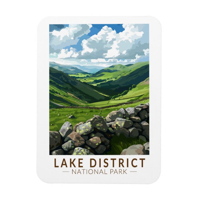 Nationalpark Lake District Vintag Magnet (Vertikal)