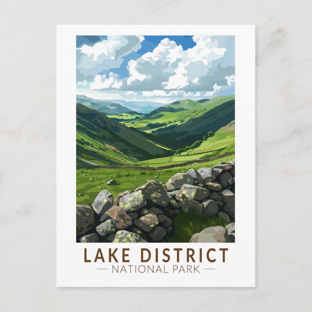 Nationalpark Lake District Vintag Postkarte (Vorderseite)