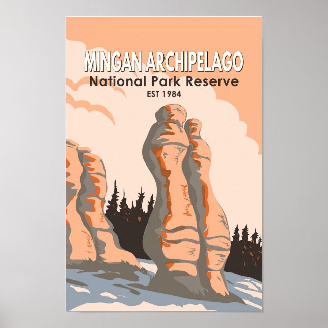 Nationalpark Mingan Archipelago Vintag Poster (Vorne)