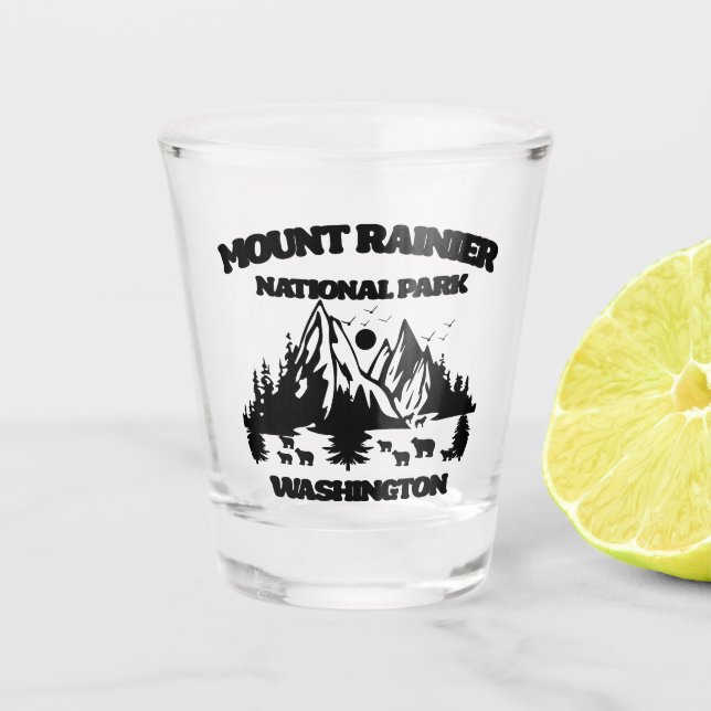 Nationalpark Mount Rainier Schnapsglas (Vorderseite)