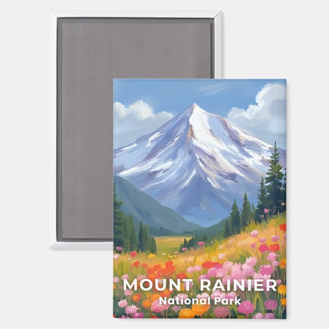 Nationalpark Mount Rainier | Washington Travel Magnet (Vorderseite/Rückseite)