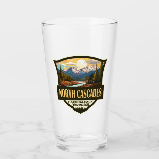 Nationalpark Nord Cascades - Illustration Glas (Vorderseite)