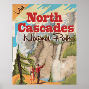 Nationalpark North Cascades Vintage Travel Poster