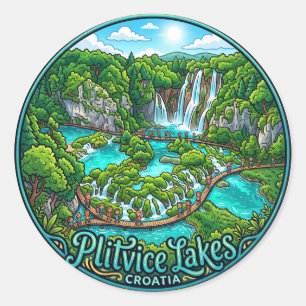 Nationalpark Plitvicer Seen Kroatien Runder Aufkleber