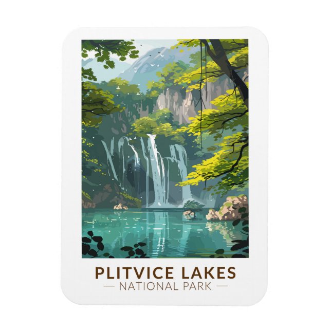 Nationalpark Plitvicer Seen Vintag Magnet (Vertikal)