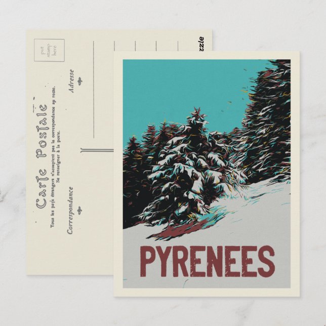 Nationalpark Pyrenäen mit Schnee, Frankreich Postkarte (Vorne/Hinten)