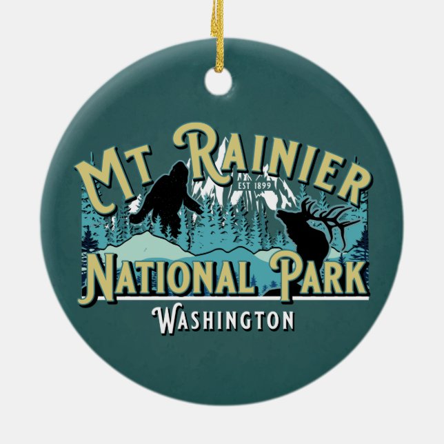 Nationalpark Rainier Keramik Ornament (Hinten)