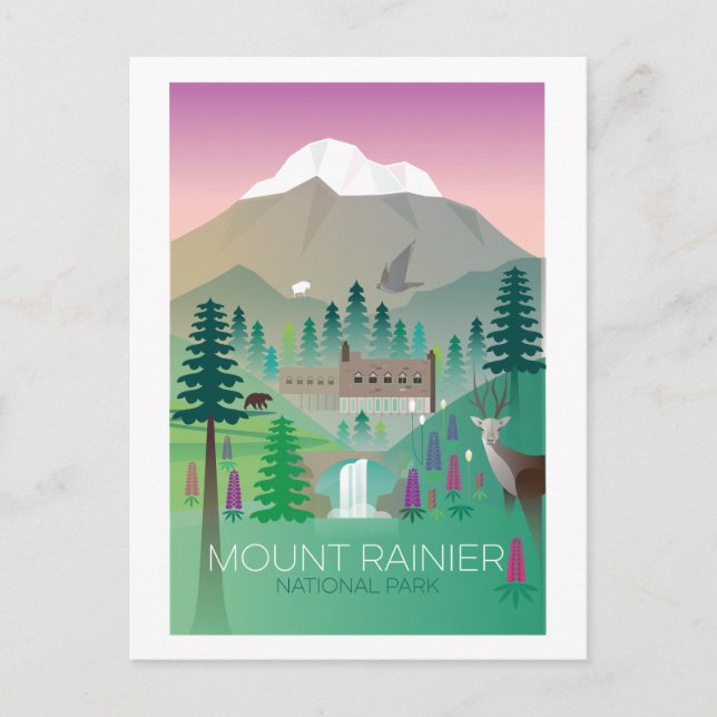 Nationalpark Rainier Postcard Postkarte (Vorderseite)
