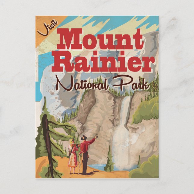 Nationalpark Rainier Vintage Reiseplaner Postkarte (Vorderseite)