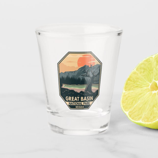 Nationalpark Retro-Emblem des Great Basin Schnapsglas (Vorderseite)