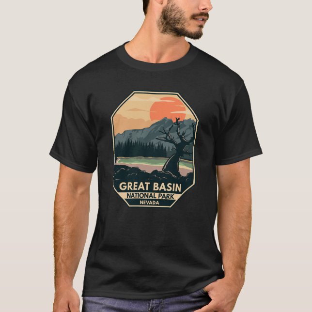 Nationalpark Retro-Emblem des Great Basin T-Shirt (Vorderseite)
