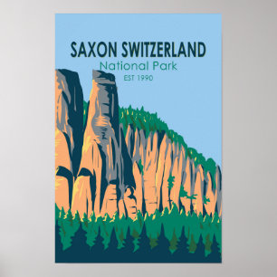 Nationalpark Sächsische Schweiz Deutschland Vintag Poster