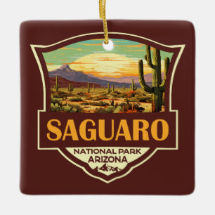 Nationalpark Saguaro Illustration Retro Keramikornament