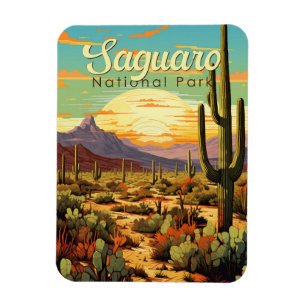 Nationalpark Saguaro Illustration Retro Magnet