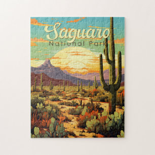 Nationalpark Saguaro Illustration Retro Puzzle