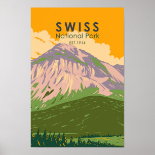Nationalpark Schweiz Vintag Poster