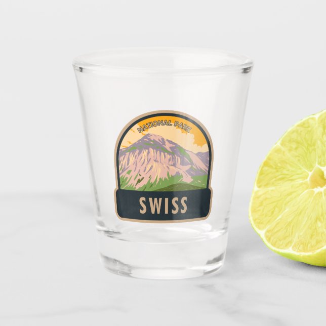 Nationalpark Schweiz Vintag Schnapsglas (Vorderseite)