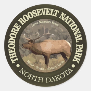Nationalpark Theodore Roosevelt (Elch) Runder Aufkleber