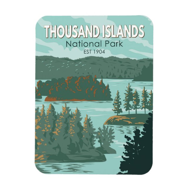 Nationalpark Thousineninseln Vintag Magnet (Vertikal)