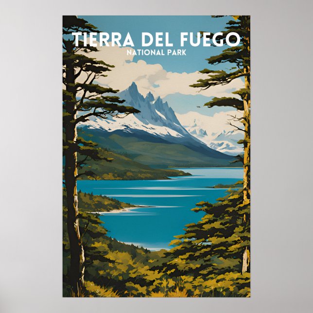 Nationalpark Tierra del Fuego Vintag Poster (Vorne)