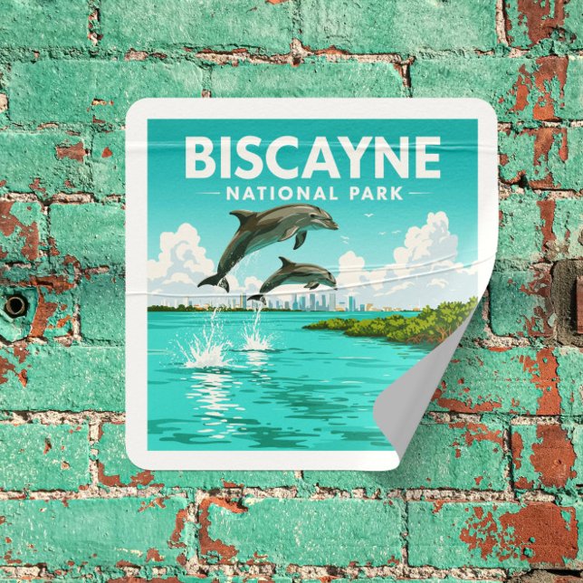 Nationalpark Vintag Biscayne Quadratischer Aufkleber (Von Creator hochgeladen)