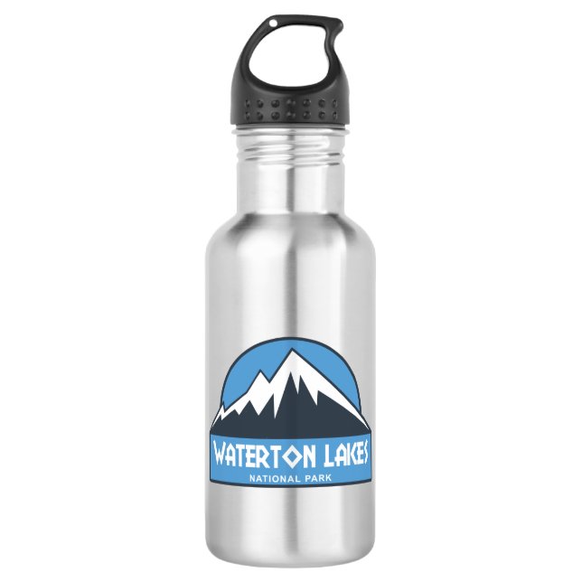 Nationalpark Waterton Lakes Edelstahlflasche (Vorderseite)