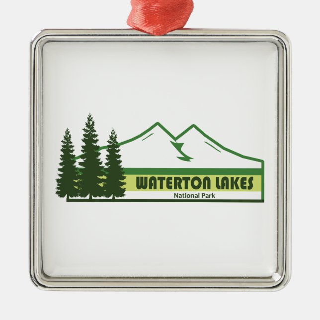 Nationalpark Waterton Seen Grüne Streifen Ornament Aus Metall (Vorne)