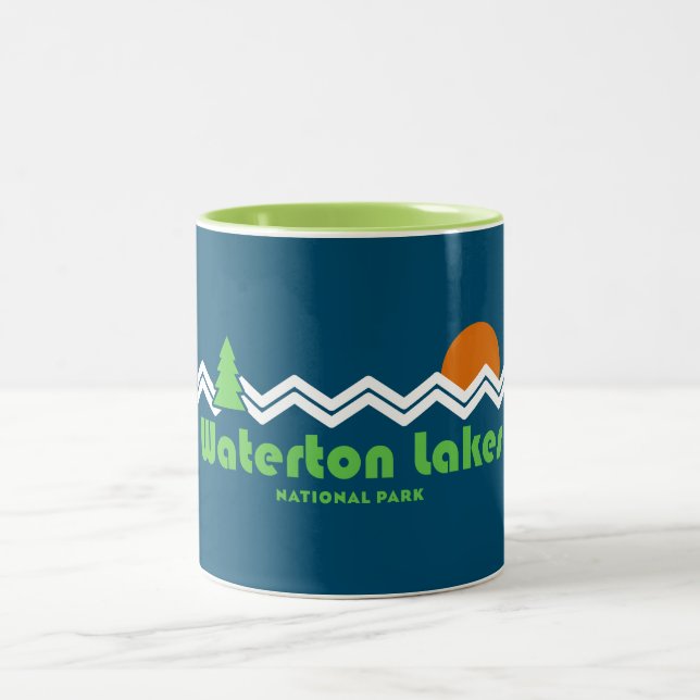 Nationalpark Waterton Seen Retro Zweifarbige Tasse (Mittel)