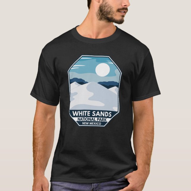 Nationalpark Weißer Sand Minimal Retro Emblem T-Shirt (Vorderseite)