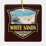 Nationalpark White Sands Vintage Keramikornament<br><div class="desc">Vektorgrafik mit weißem Sand. Der Park befindet sich im Staat von New Mexico und ist komplett von der White Sands Missile Range umgeben.</div>
