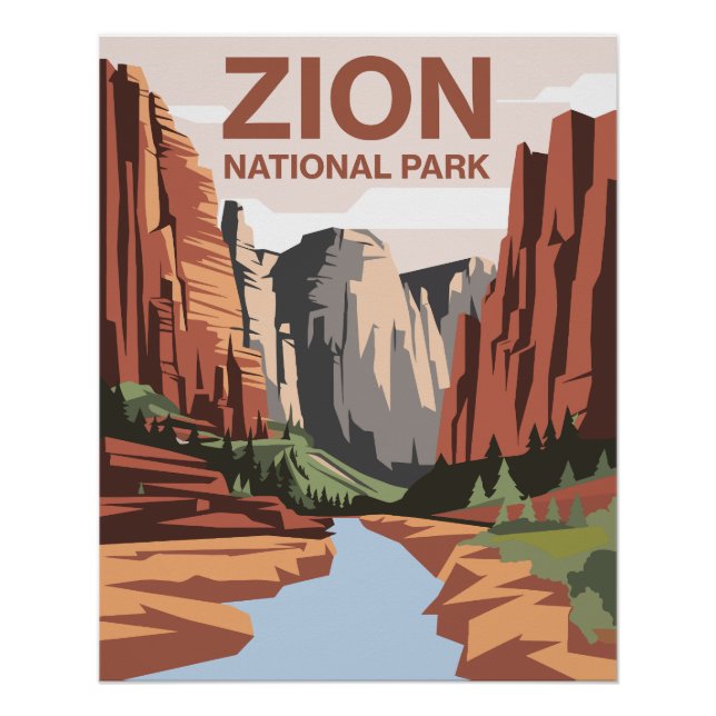 Nationalpark Zion Art Poster (Vorderseite)
