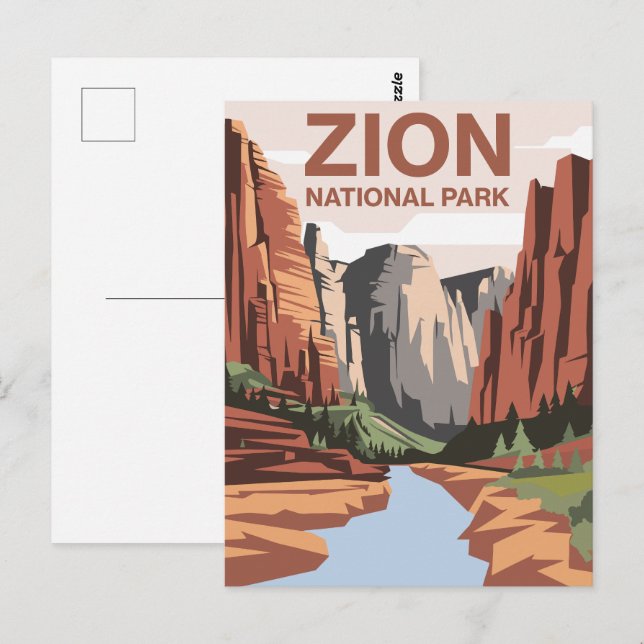 Nationalpark Zion Art Postkarte (Vorne/Hinten)