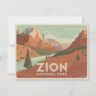 Nationalpark Zion Postcard Retro Postkarte