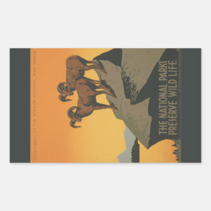 Nationalparks bewahren Vintage Ad. Rechteckiger Aufkleber