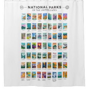 Nationalparks der Vereinigten Staaten Liste Vintag Duschvorhang