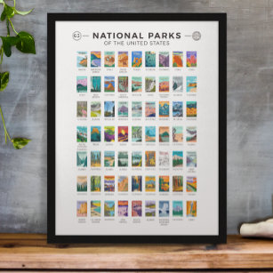 Nationalparks der Vereinigten Staaten Liste Vintag Poster